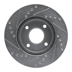 Ford Contour Brake Rotor (1) - Front Right - R1 Concepts - Drilled & Slotted - Silver - `95-`04